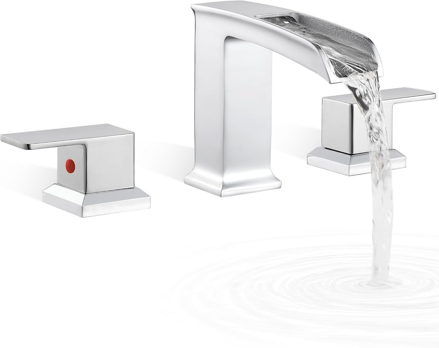 Waterfall Tub Faucet Set 3 Hole, Bathtub Faucet Set 2 Handle, 6-16 Inch Deck Mount Roman Tub Faucets, High Flow Bathtub Faucets with Pre-Installed Water Hose