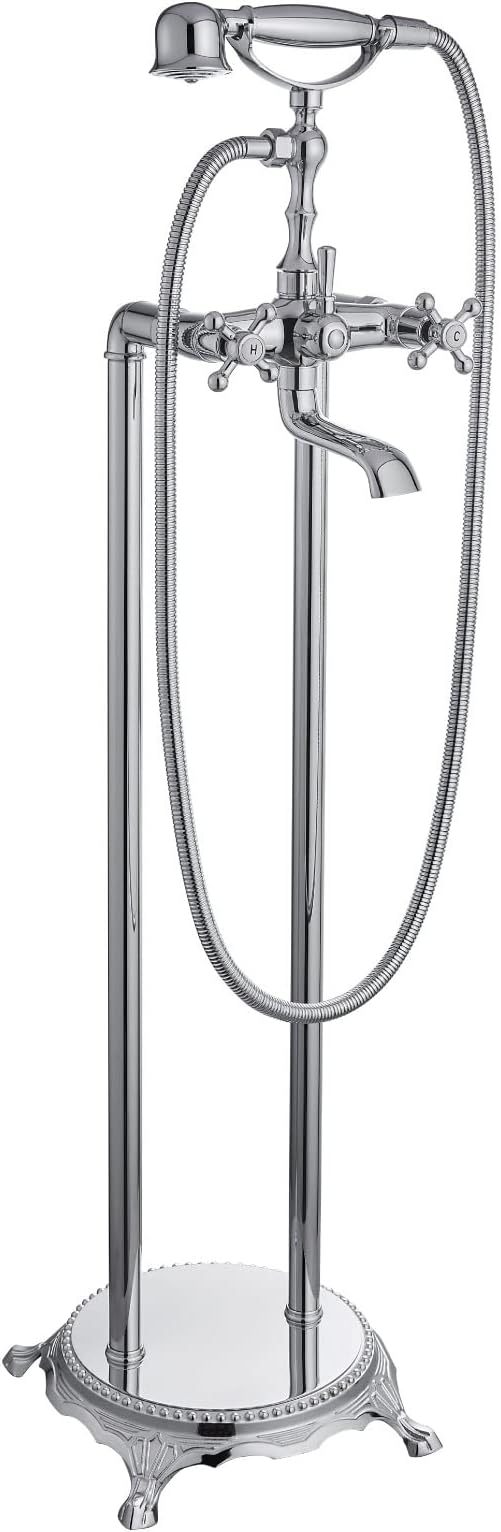 Freestanding Bathtub Faucet Polish Chrome Floor Mount Tub Filler