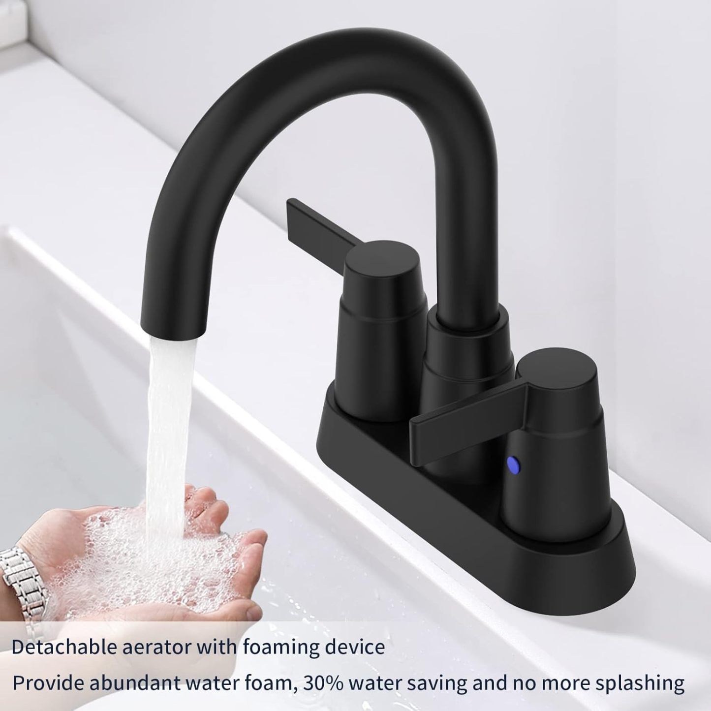 Bathroom Matte Black 4 Inches Bathroom Sink Faucet Vanity Faucet Modern Bathroom Faucets Lavatory Lead-Free