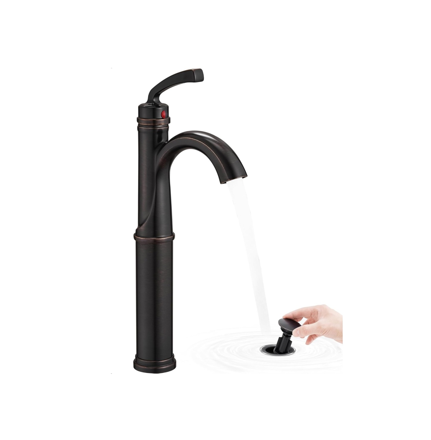 12.6 Inch Tall Bathroom Faucet 1 Hole, Single Handle with Pop Up Drain, cUPC Supply Line and Aerator for Farmhouse, Countertop Basin