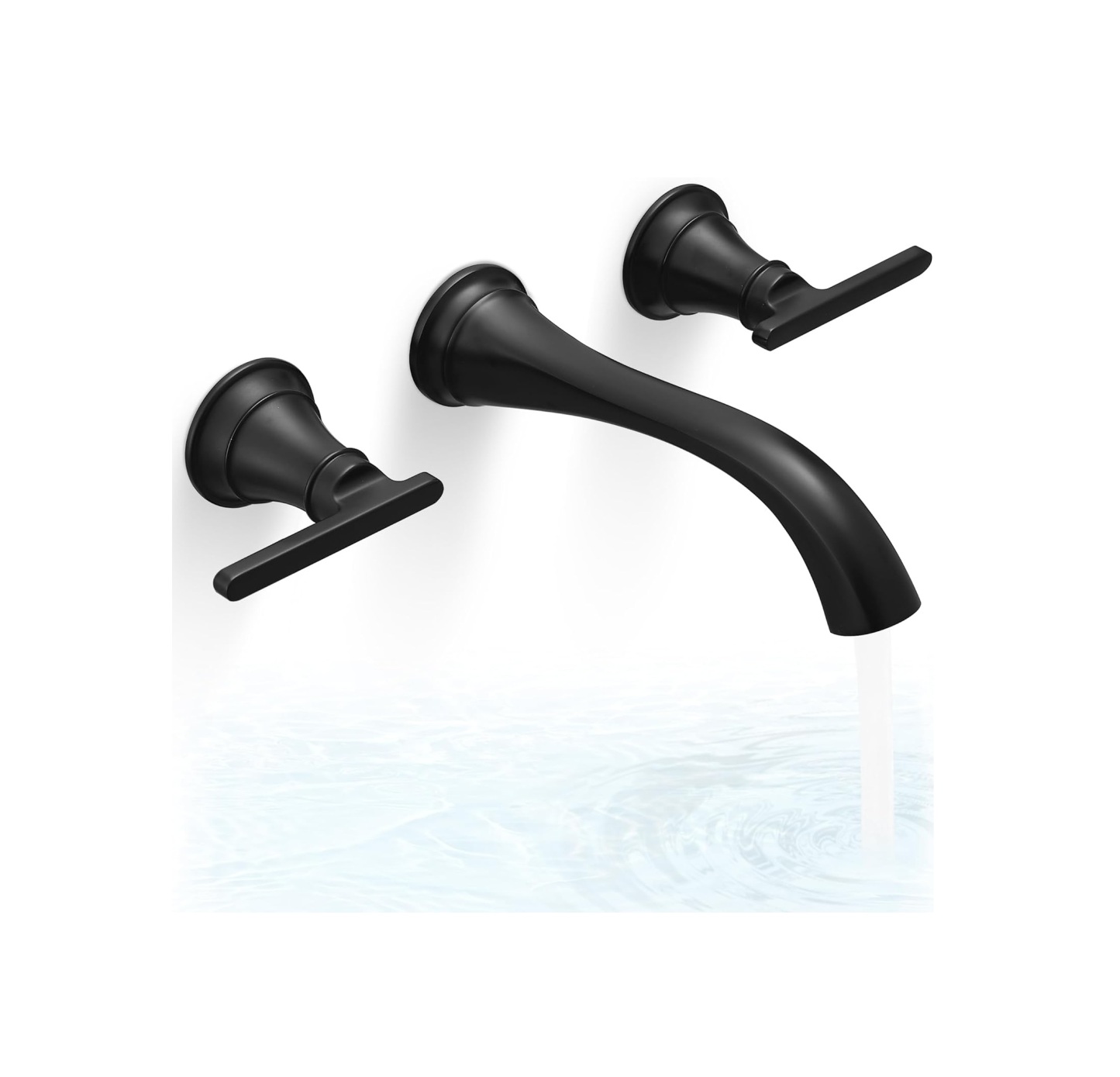 Tub Filler Wall Mount 3 Hole, Tub Faucet, High Pressure 2 Handle Bathtub Faucet Set with Long Spout Reach