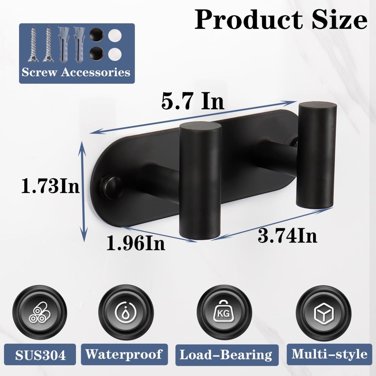 Heavy Duty Towel Hooks Rack Wall Hooks for Hanging Clothes Jacket, Stainless Steel Coat Hanger for Bathroom