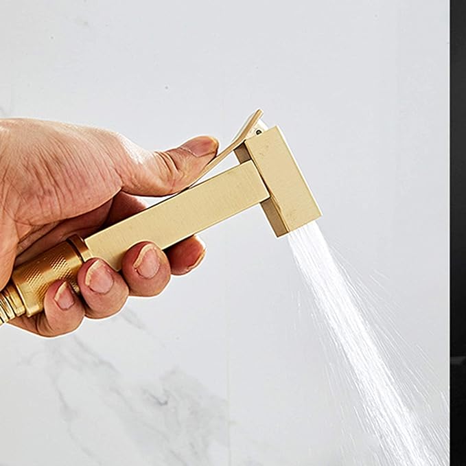 Shower Faucet Set Brushed Gold, 8 inch Rain Shower Head, Bidet Spray Tap