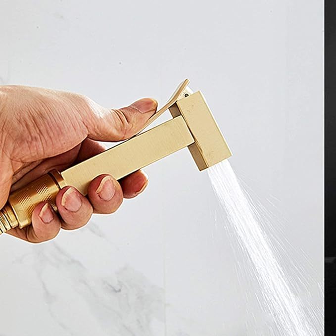 Shower Faucet Set Brushed Gold, 8 inch Rain Shower Head, Bidet Spray Tap