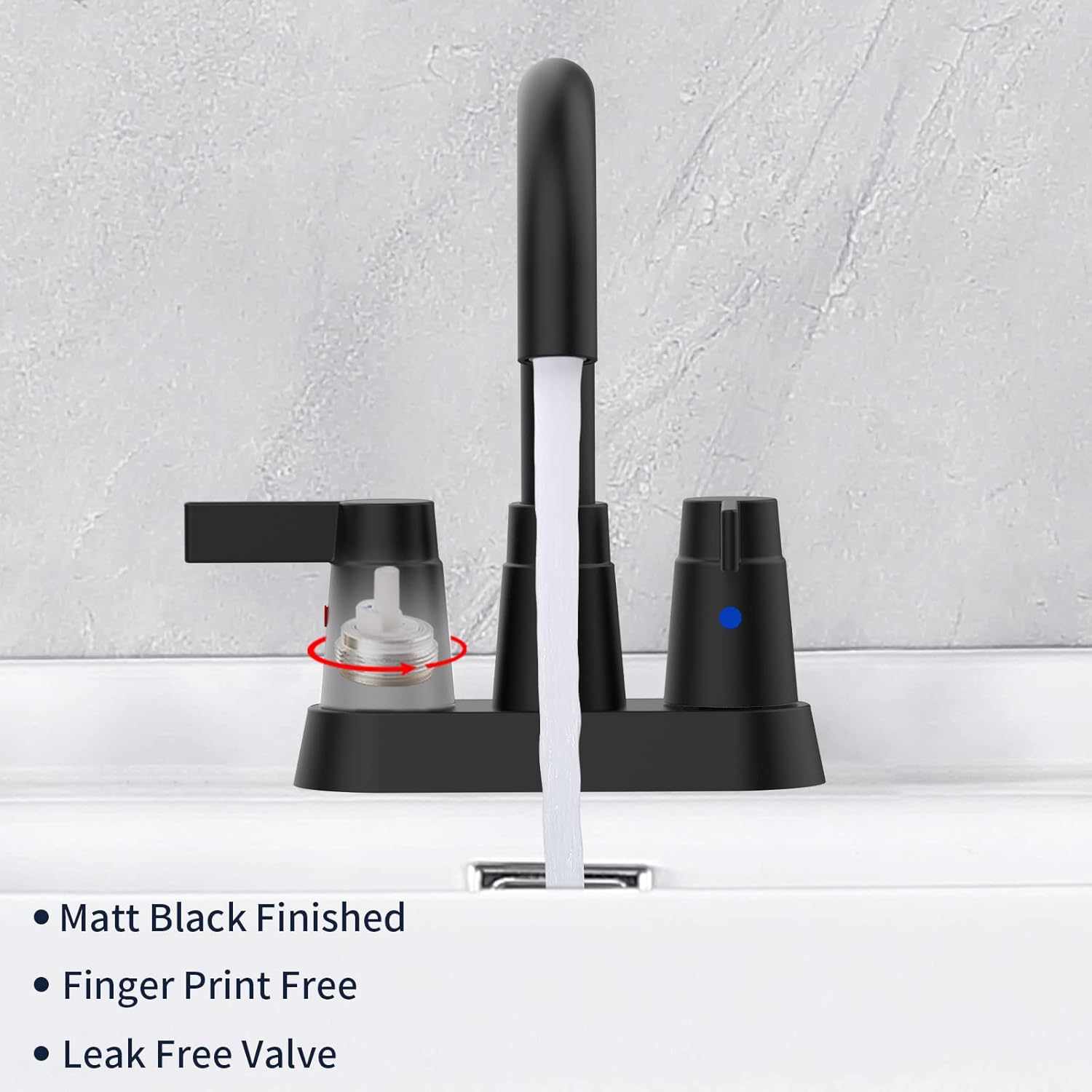 Bathroom Matte Black 4 Inches Bathroom Sink Faucet Vanity Faucet Modern Bathroom Faucets Lavatory Lead-Free