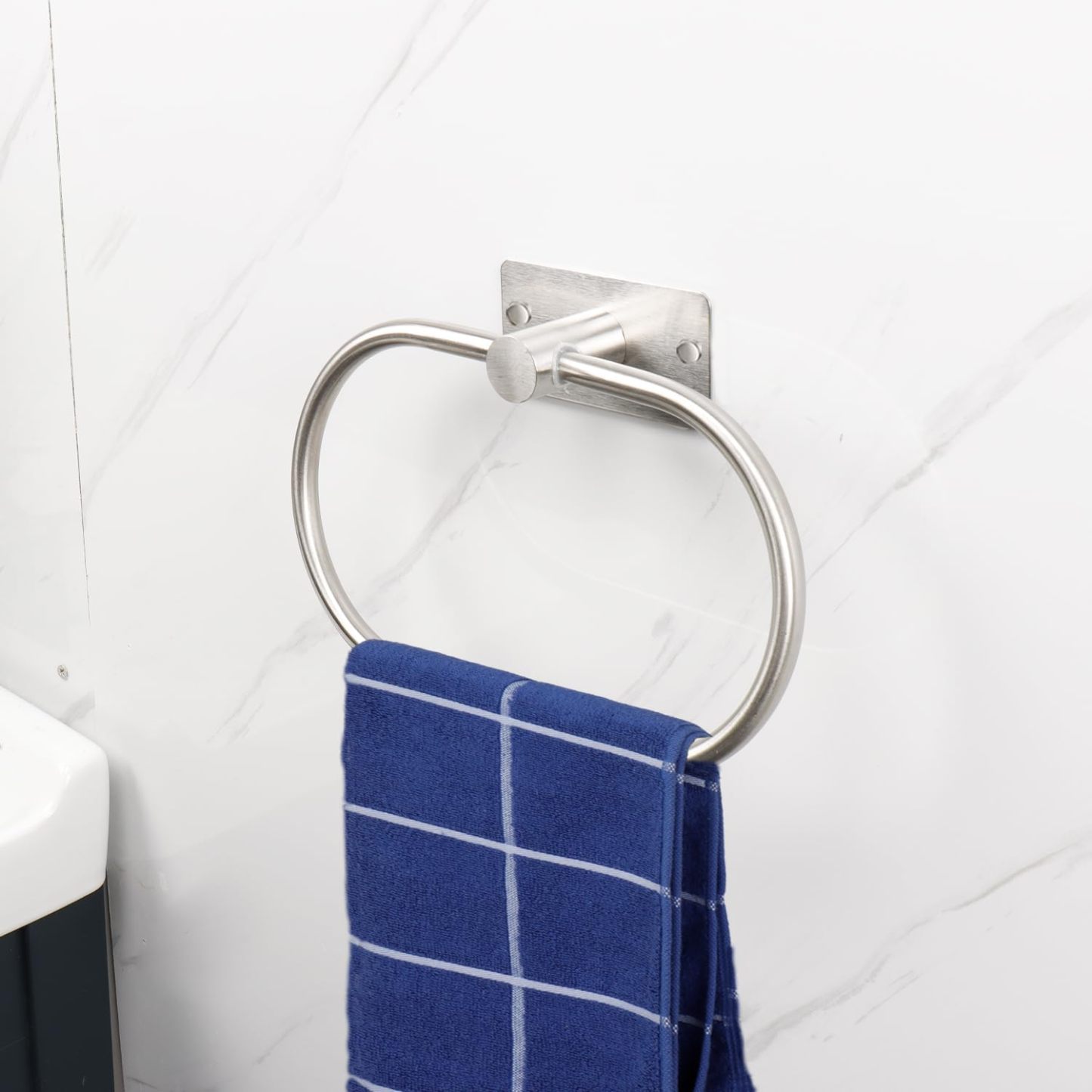 Oval Towel Ring, Strong Self Adhesive Hand Towel Holder, Thicken SUS304 Stainless Steel Stick Hand Towel Rack, No Drilling Wall Modern Hand Towel Hanger