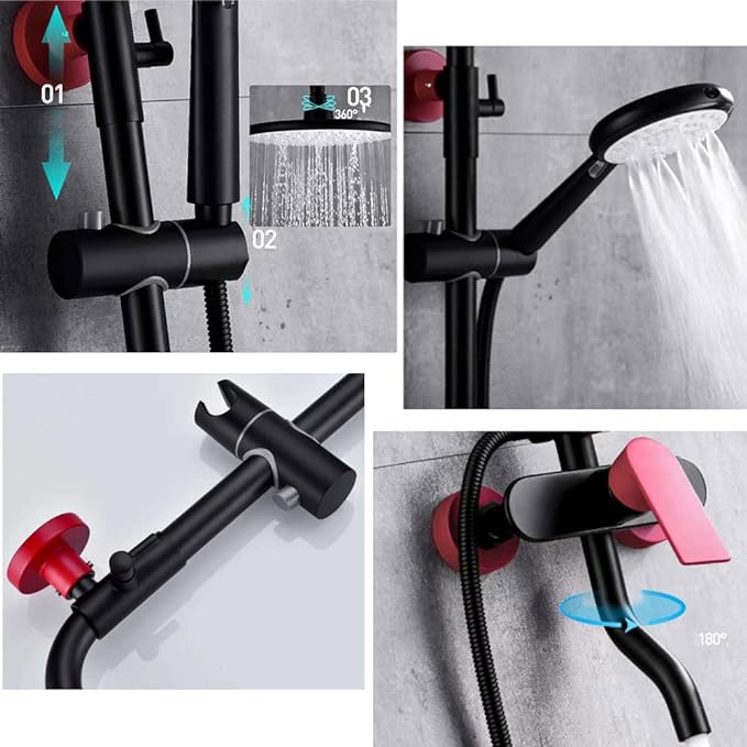 8 Inches Shower System with Hot and Cold Water Bathroom Shower Combo Set