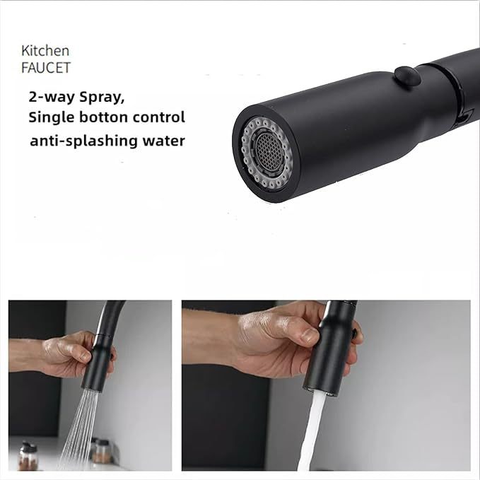 Pull Out Kitchen Faucet Matte Black Brass Hot Cold Water Kitchen Mixer Tap