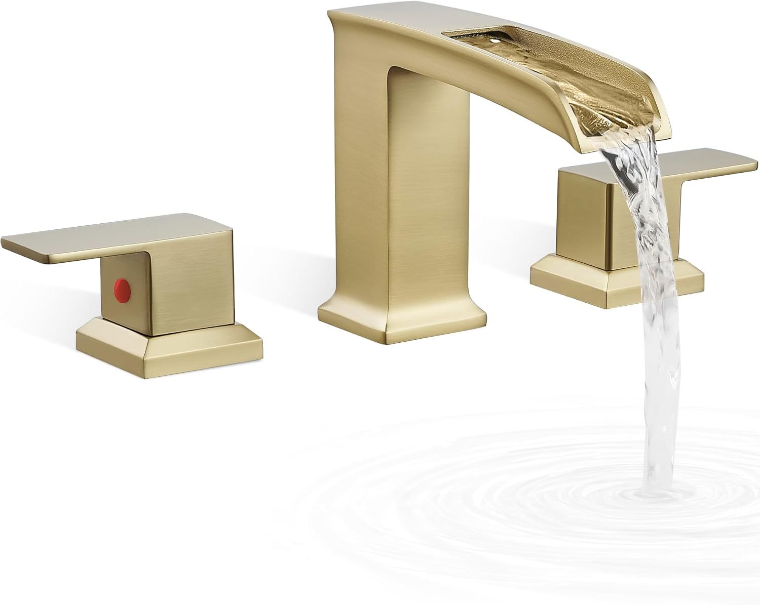 Waterfall Tub Faucet Set 3 Hole, Bathtub Faucet Set 2 Handle, 6-16 Inch Deck Mount Roman Tub Faucets, High Flow Bathtub Faucets with Pre-Installed Water Hose