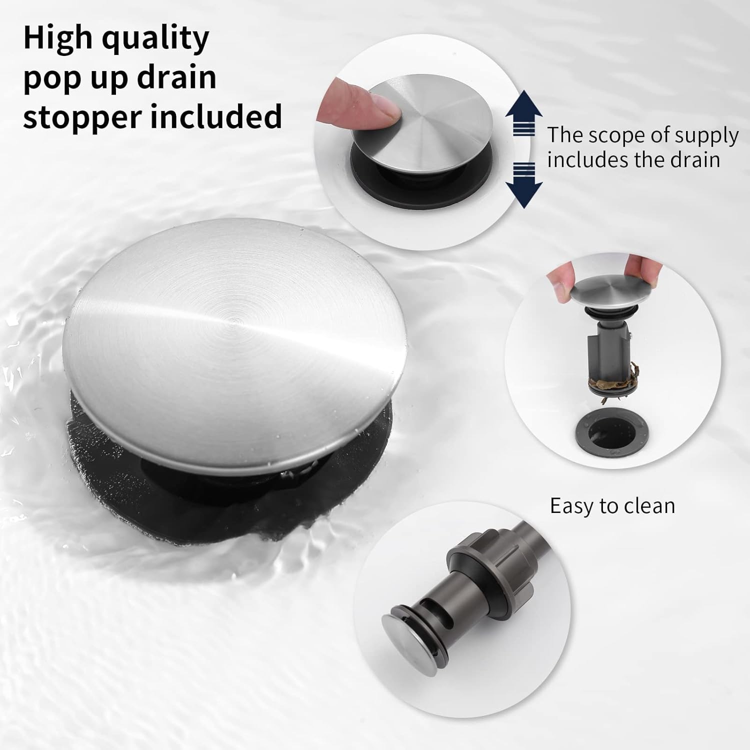 2-Handle 8 inch Widespread Bathroom Sink Faucet Brushed Nickel Lavatory Faucet 3 Hole 360° Swivel Spout Vanity Sink Basin Faucet