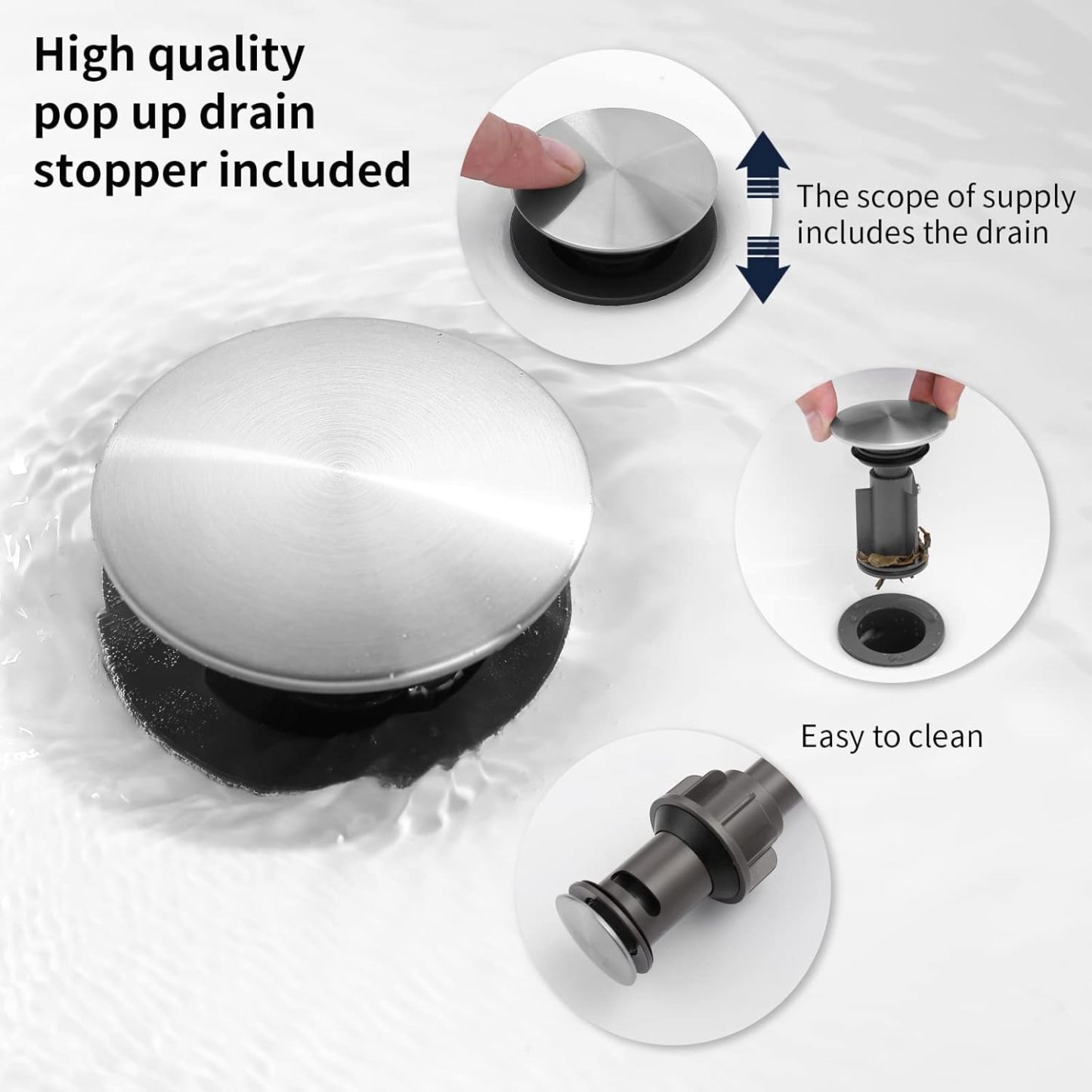 2-Handle 8 inch Widespread Bathroom Sink Faucet Brushed Nickel Lavatory Faucet 3 Hole 360° Swivel Spout Vanity Sink Basin Faucet