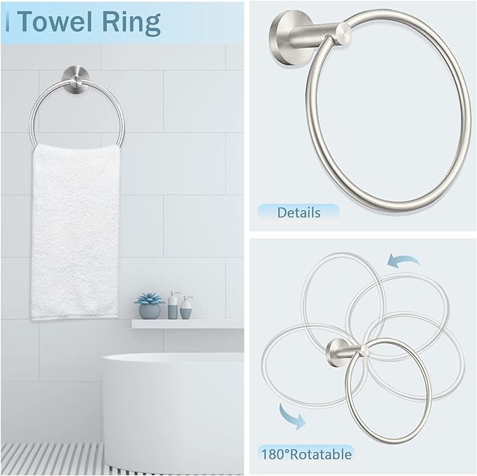 10 Piece Brushed Nickel Bathroom Hardware Set