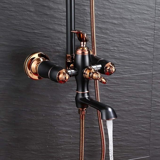 Shower Bath Set European Black Bronze Antique Bathroom Shower Set
