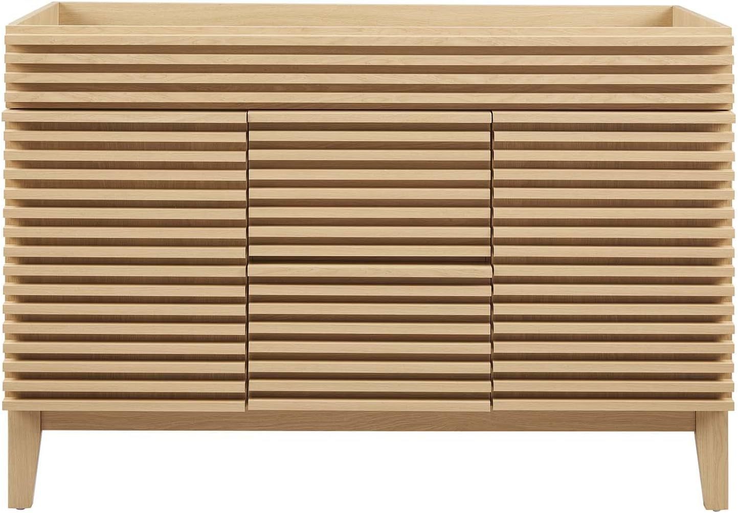 48" Double Sink Compatible (Not Included) Bathroom Vanity Cabinet in Oak