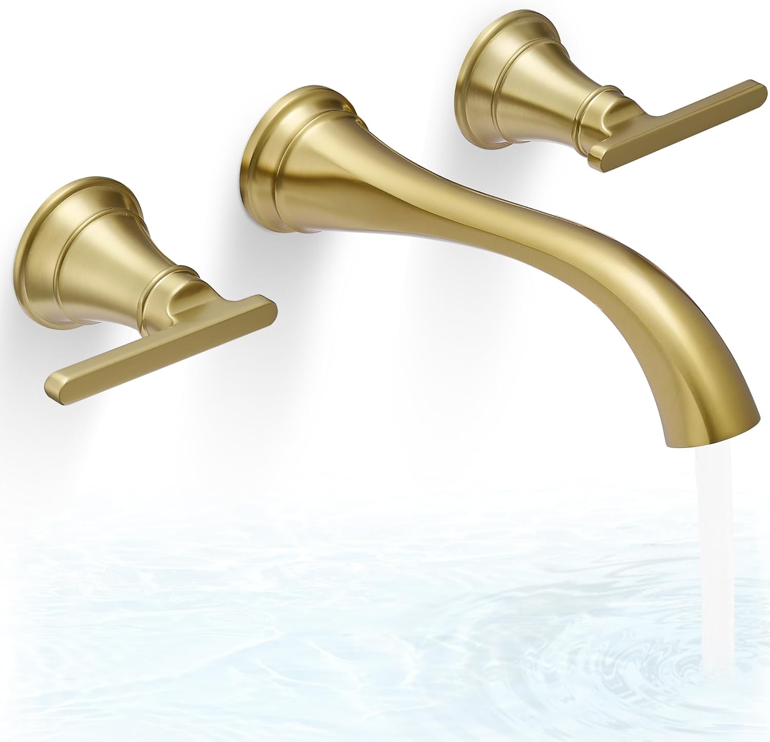 Tub Filler Wall Mount 3 Hole, Tub Faucet, High Pressure 2 Handle Bathtub Faucet Set with Long Spout Reach