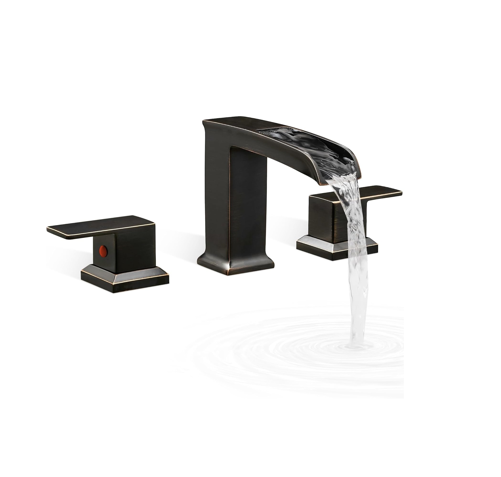 Waterfall Tub Faucet Set 3 Hole, Bathtub Faucet Set 2 Handle, 6-16 Inch Deck Mount Roman Tub Faucets, High Flow Bathtub Faucets with Pre-Installed Water Hose