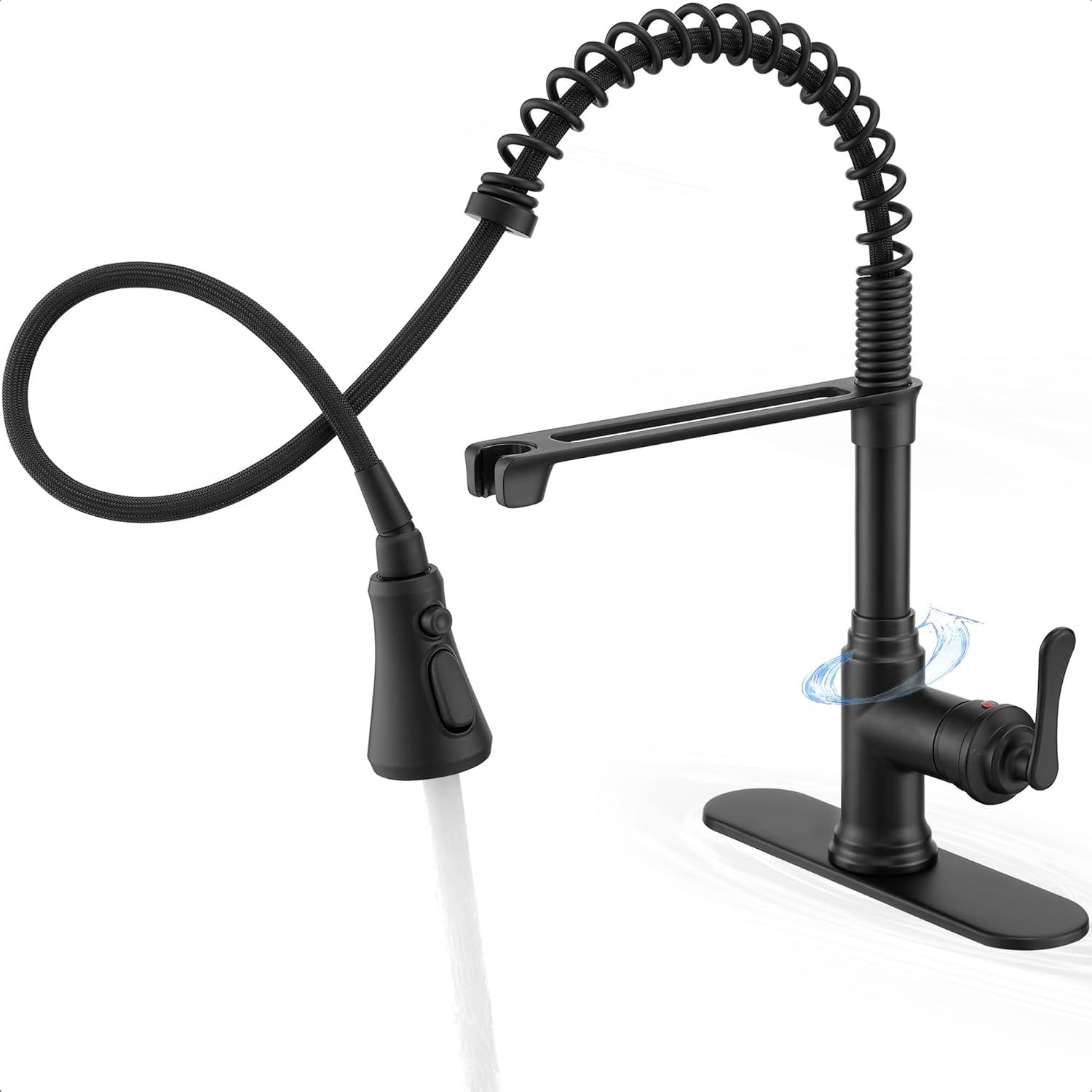 3-Function Kitchen Faucets 3 Hole or 1 Hole Stainless Steel Single Handle Kitchen Sink Faucet 360 Degree Swivel with Deck Plate