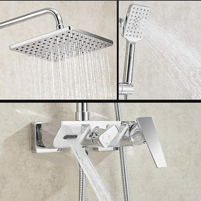 Bath Shower Mixer Set Shower System 10 Inch Square Rainfall Shower Head