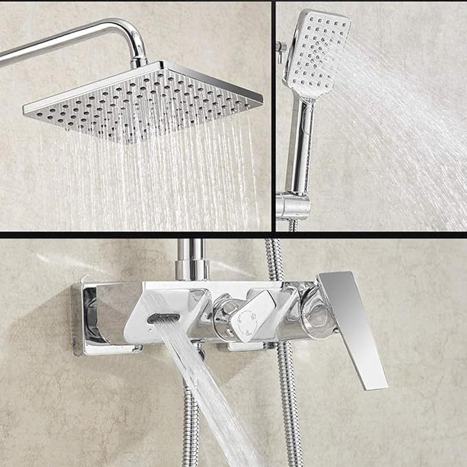 Bath Shower Mixer Set Shower System 10 Inch Square Rainfall Shower Head
