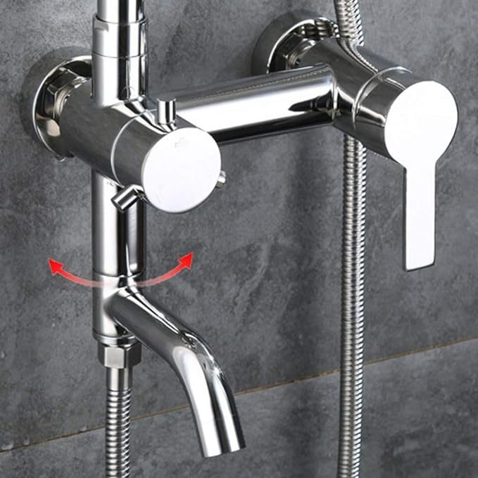 Sleek Mirror Shower Set 304 Stainless Steel, Hot and Cold, with Lifting Mirror and Bright Light