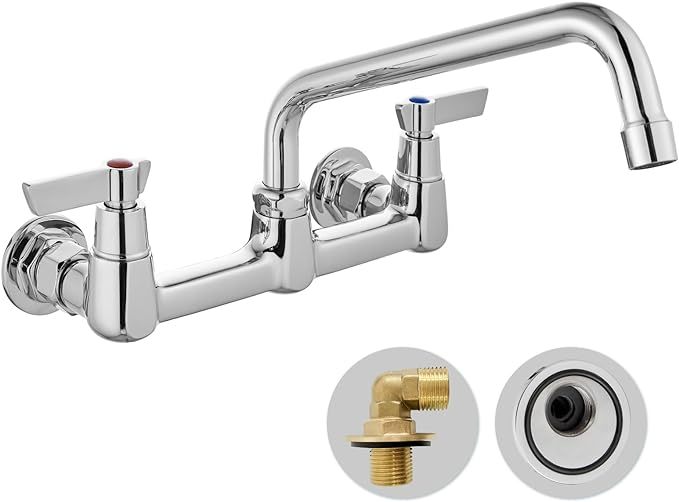 Adjustable Polish Chrome 9 Inch Swing Spout Sink Mount Kitchen Sink Faucet