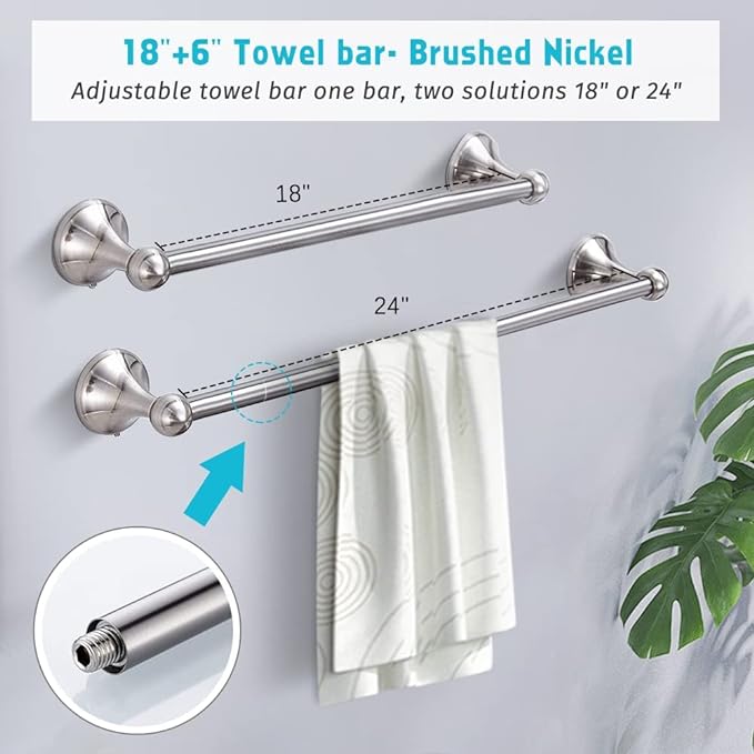 Wall Mounted Bathroom Hardware Accessories Set, Brushed Nickel