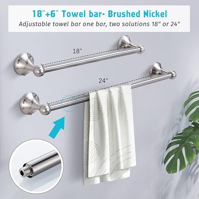 Wall Mounted Bathroom Hardware Accessories Set, Brushed Nickel