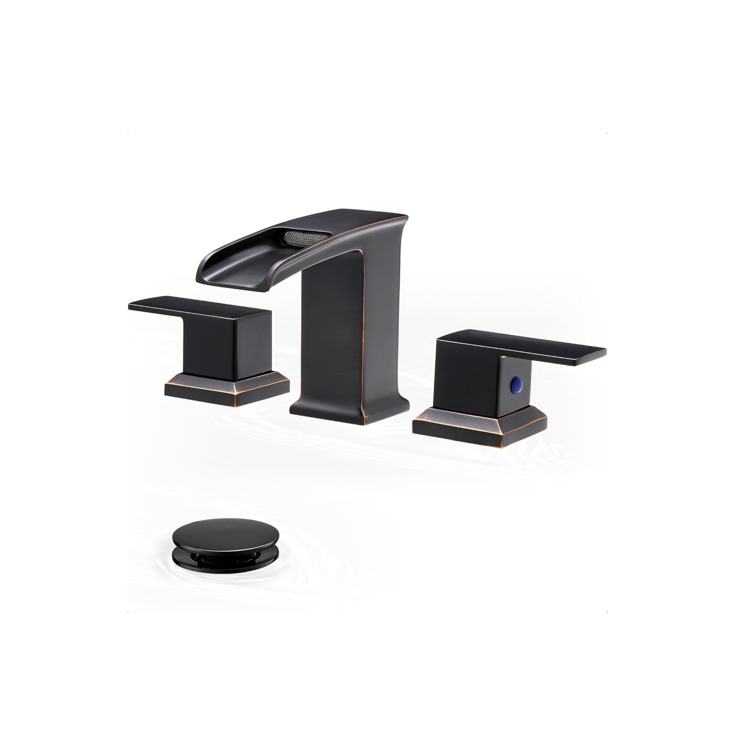 4-16 Inch Oil Rubbed Bronze Bathroom Faucet 2 Handles Widespread Bathroom Faucets 3 Hole, Bathroom Sink Faucet with Water Hoses & Pop-Up Drain