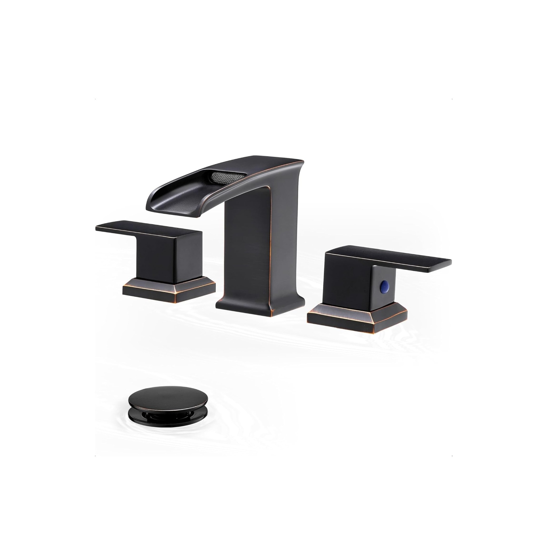 4-16 Inch Oil Rubbed Bronze Bathroom Faucet 2 Handles Widespread Bathroom Faucets 3 Hole, Bathroom Sink Faucet with Water Hoses & Pop-Up Drain