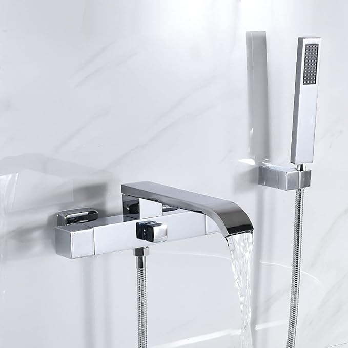 Bath Taps with Shower 360Swivel Outlet Bath Bathtub Mixer Tap with Shower Hot and Cold