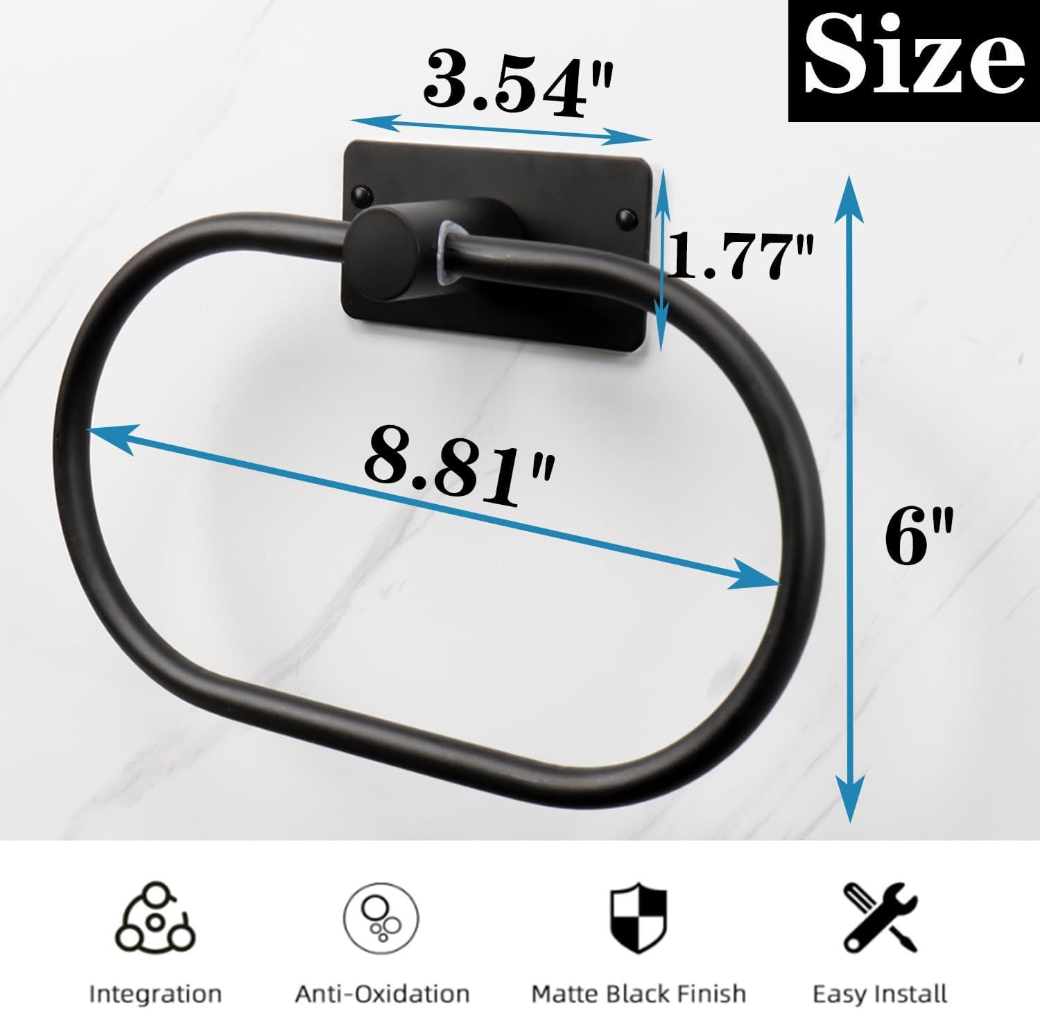 Oval Towel Ring, Strong Self Adhesive Hand Towel Holder, Thicken SUS304 Stainless Steel Stick Hand Towel Rack, No Drilling Wall Modern Hand Towel Hanger