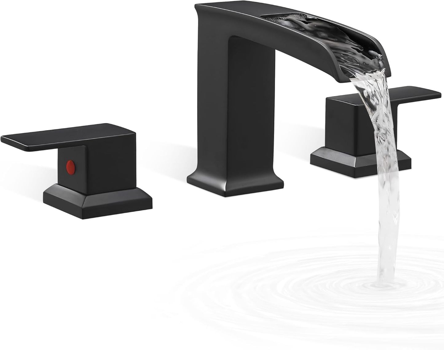 Waterfall Tub Faucet Set 3 Hole, Bathtub Faucet Set 2 Handle, 6-16 Inch Deck Mount Roman Tub Faucets, High Flow Bathtub Faucets with Pre-Installed Water Hose