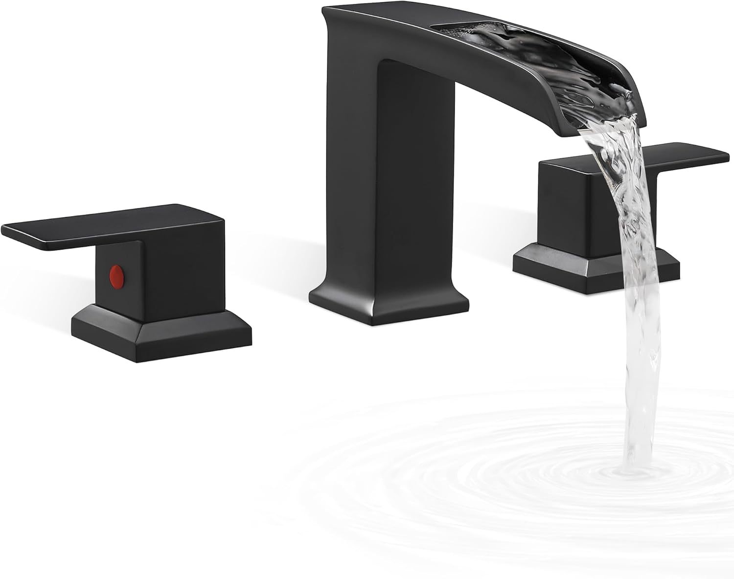 Waterfall Tub Faucet Set 3 Hole, Bathtub Faucet Set 2 Handle, 6-16 Inch Deck Mount Roman Tub Faucets, High Flow Bathtub Faucets with Pre-Installed Water Hose