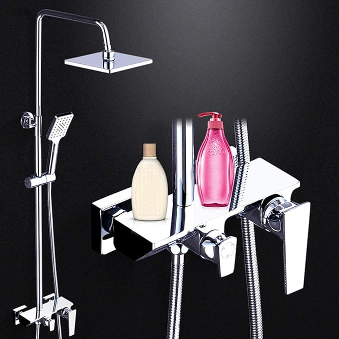 Bath Shower Mixer Set Shower System 10 Inch Square Rainfall Shower Head