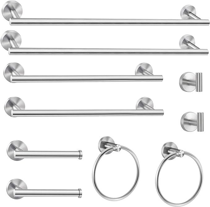 10 Piece Brushed Nickel Bathroom Hardware Set