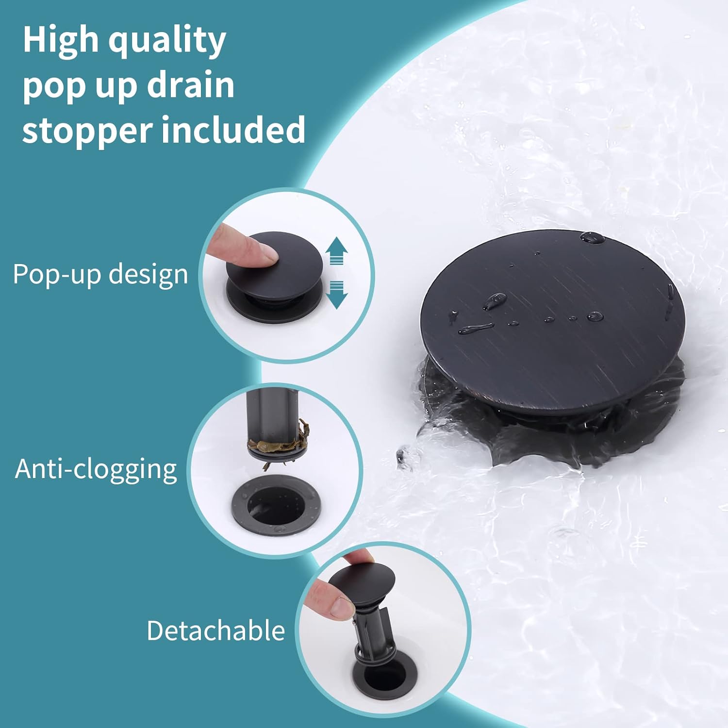 Bathroom Faucet with 2-Handle and Aerator, Swan Style 4-inch Centerset Vanity Sink with Pop-Up Drain and Supply Hoses