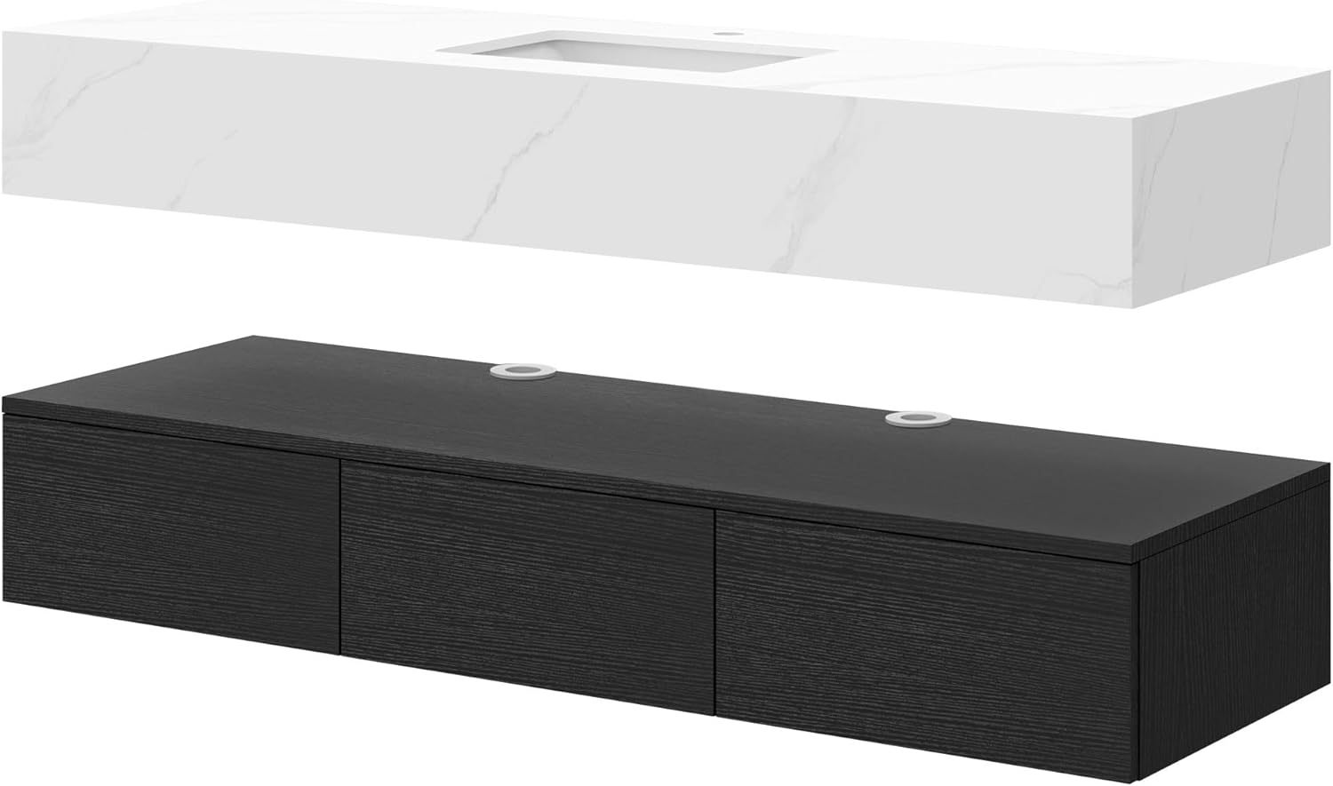 Floating Vanity Bathroom 60 Inch Wall Mounted Bathroom Storage Cabinet Single Integrated Set