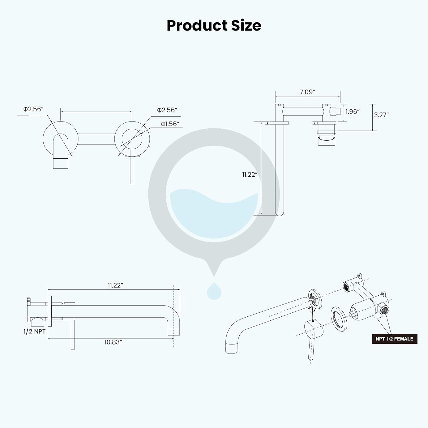 Matte Black Contemporary Bathroom Tub Filler Faucet Single Handle Wall Mounted Tub Faucet