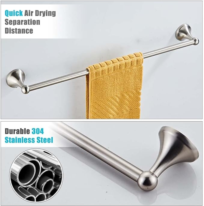 Wall Mounted Bathroom Hardware Accessories Set, Brushed Nickel