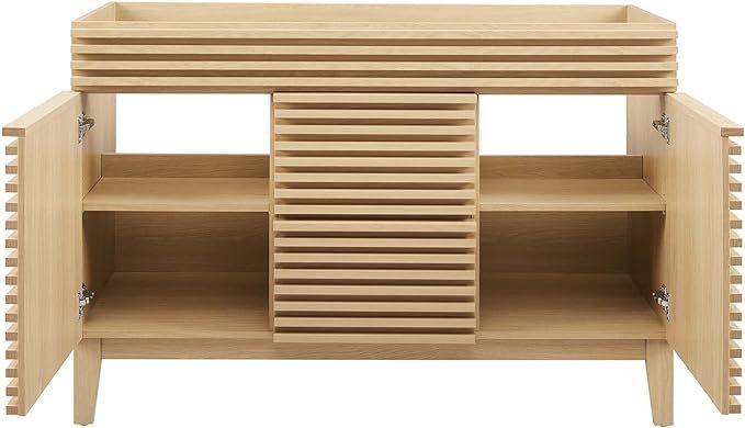 48" Double Sink Compatible (Not Included) Bathroom Vanity Cabinet in Oak