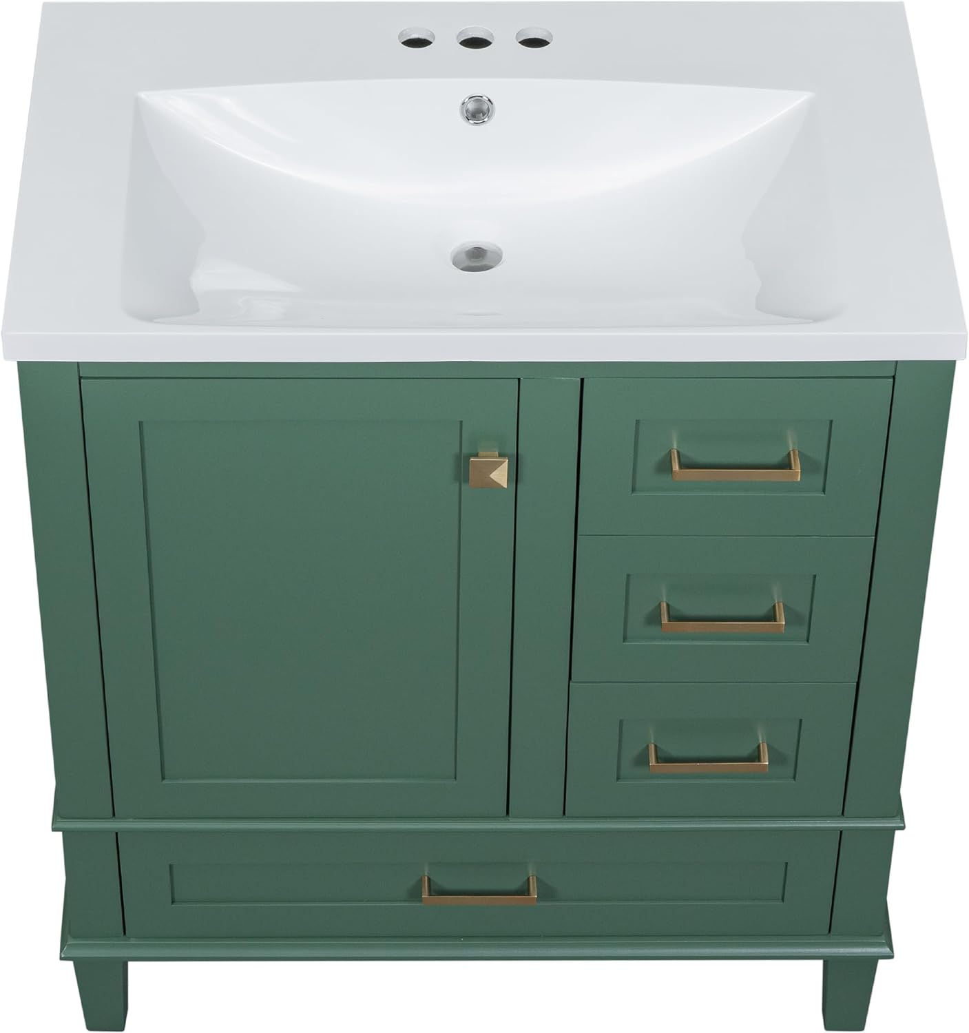 30" Modern Bathroom Vanity with Sink Combo Set, Solid Wood Frame Bathroom Storage Cabinet