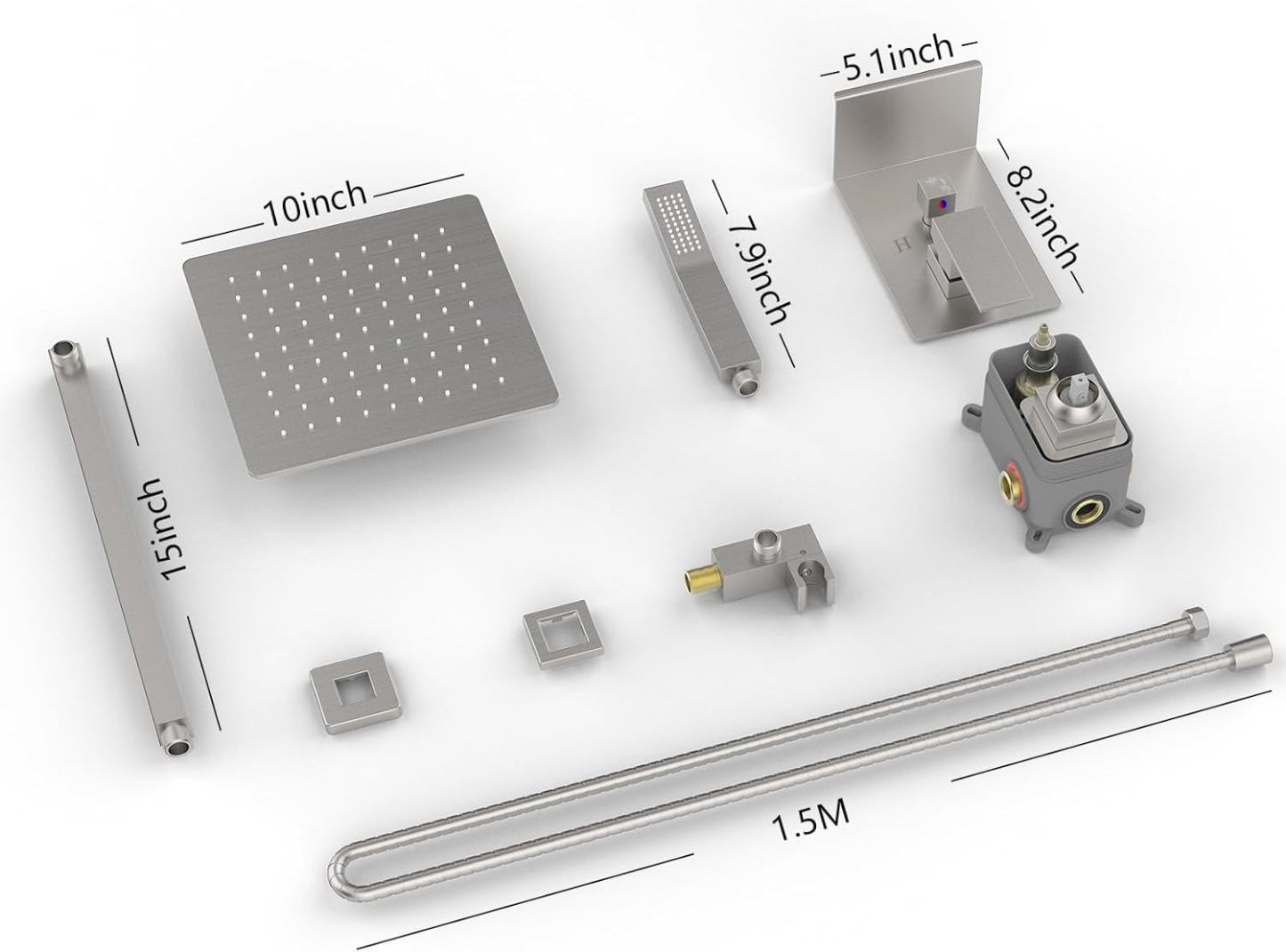 Rainfall Shower System With Storage Rack ​10 inch Shower Faucet Set Brushed Nickel