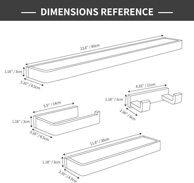 Bathroom Hardware Set Brushed Gold 4-Piece Towel Bar Set Square Bathroom Accessories