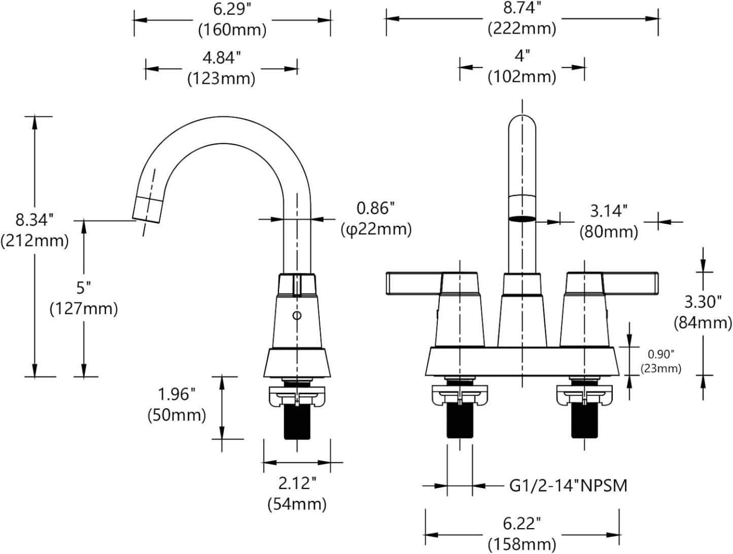 Bathroom Matte Black 4 Inches Bathroom Sink Faucet Vanity Faucet Modern Bathroom Faucets Lavatory Lead-Free