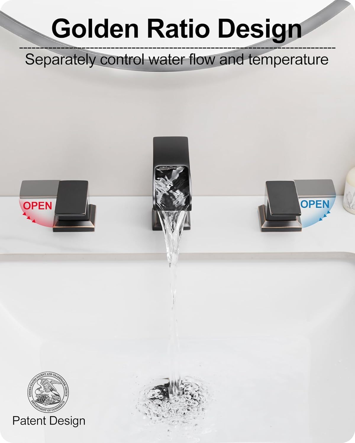 4-16 Inch Oil Rubbed Bronze Bathroom Faucet 2 Handles Widespread Bathroom Faucets 3 Hole, Bathroom Sink Faucet with Water Hoses & Pop-Up Drain