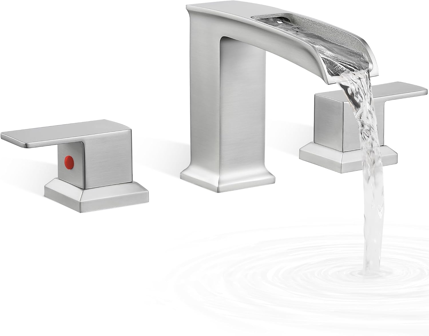 Waterfall Tub Faucet Set 3 Hole, Bathtub Faucet Set 2 Handle, 6-16 Inch Deck Mount Roman Tub Faucets, High Flow Bathtub Faucets with Pre-Installed Water Hose