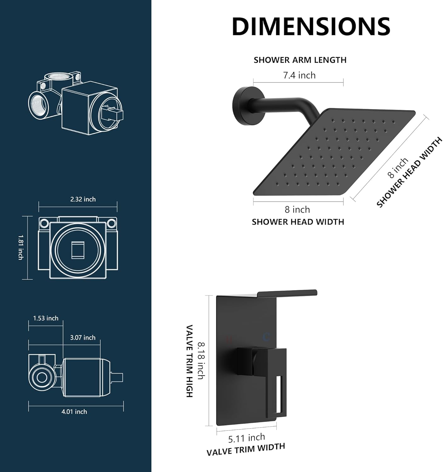 Shower Faucet With Storage Rack 8-inch Rain Shower Head Shower Decoration Kit with Single Spray Shower Head