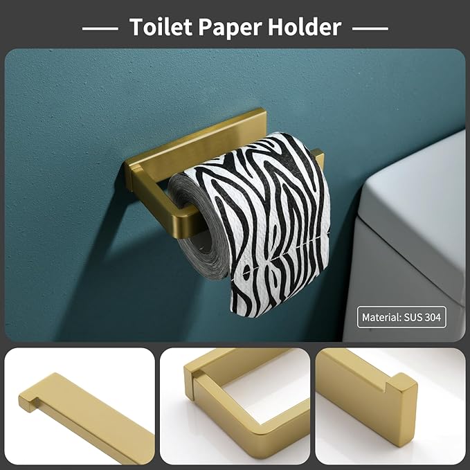 Bathroom Hardware Set Brushed Gold 4-Piece Towel Bar Set Square Bathroom Accessories