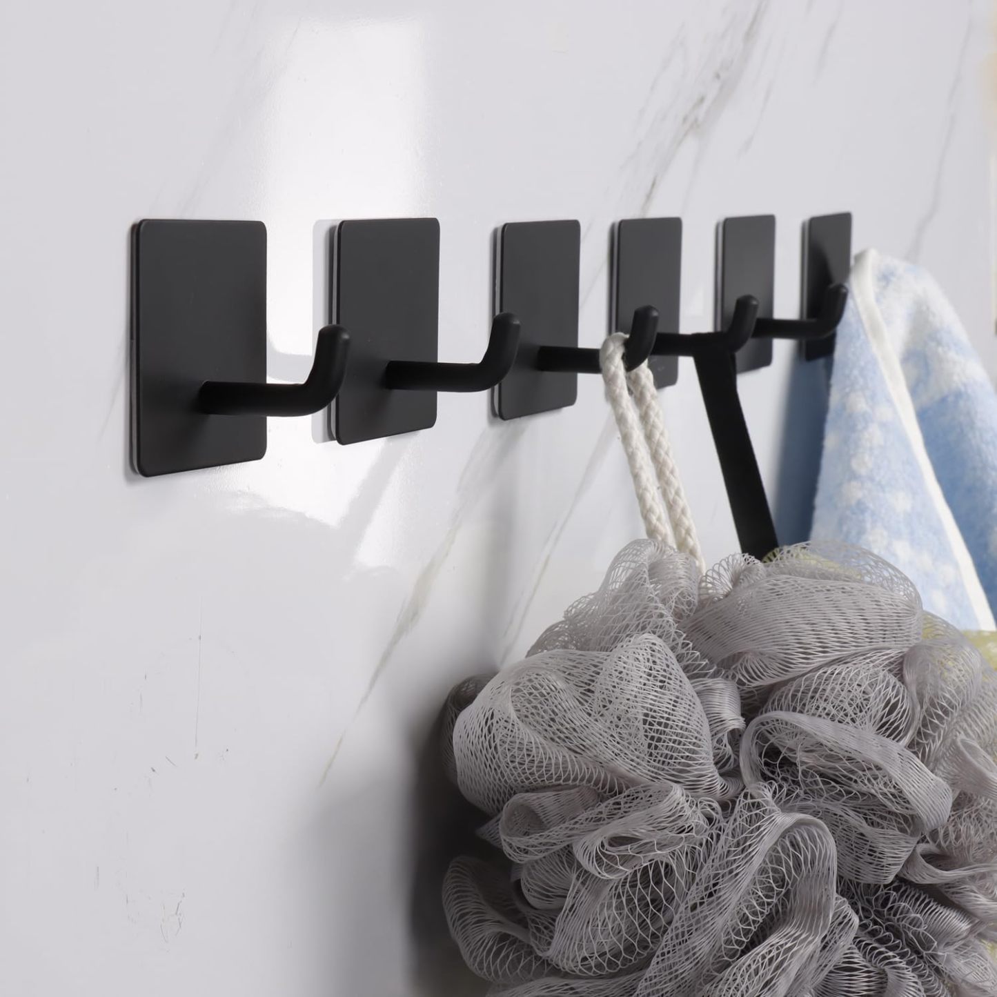 6 Pack Strong Self Adhesive Coat/Clothes Hooks, No Drilling Sticky Hooks, Heavy Duty 304 Stainless Steel Shower Wall Hook