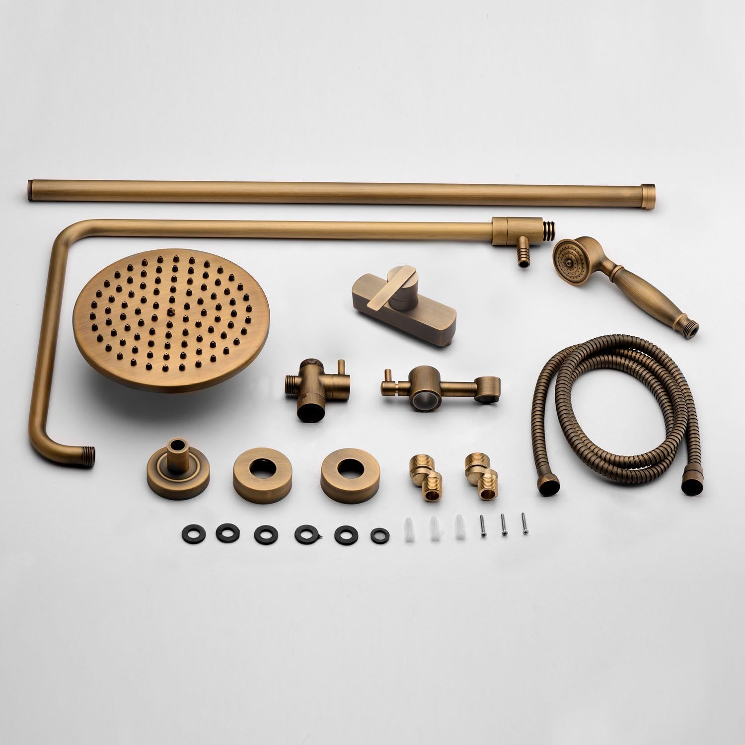 Antique Rain Shower System Set 8 Inch Rainfall Shower Head with Handheld Spray